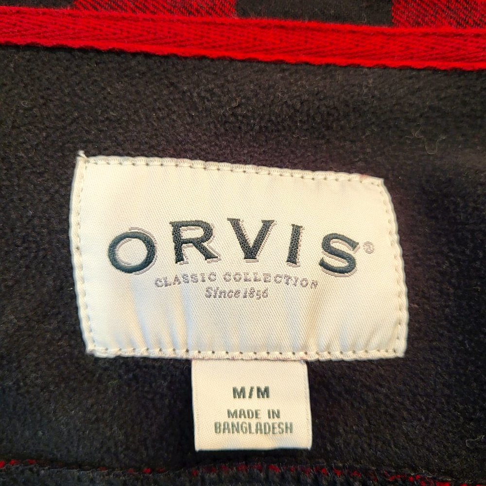 Orvis Red and Black Plaid Fleece Lined Snap Front Jacket, Size Medium, EUC - Picture 11 of 12